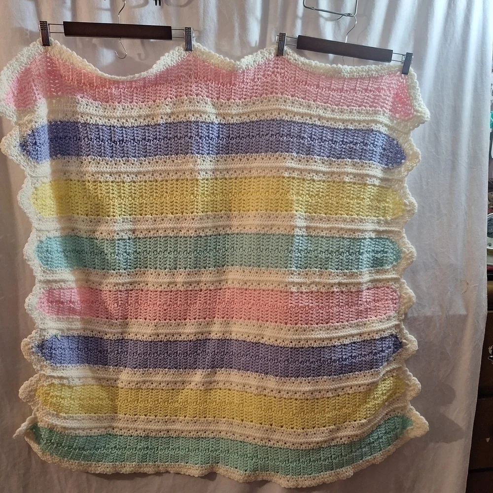 Multicolor Striped Knitted Baby Blanket